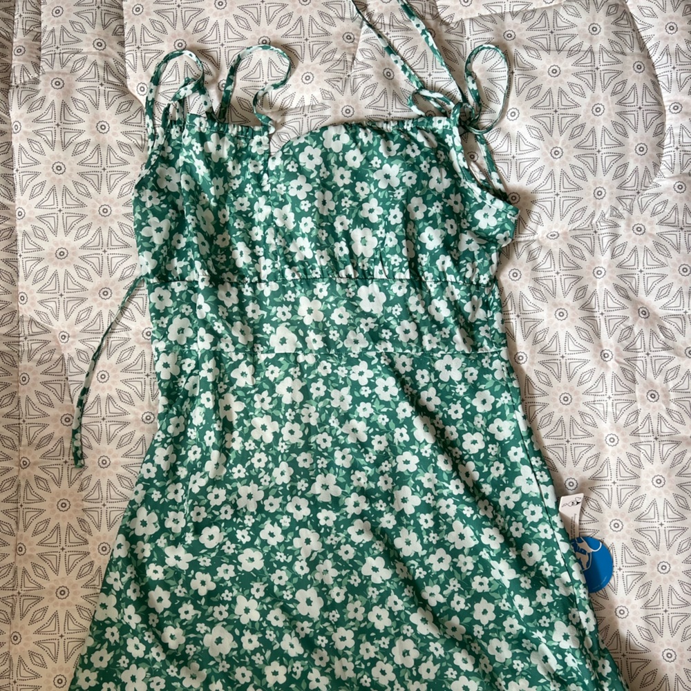 green floral dress